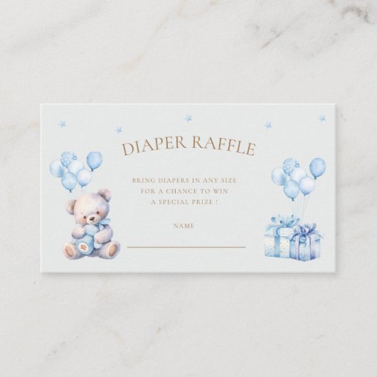 Teddy Bear Moon Luier Raffle Ticket Informatiekaartje (Voorkant)