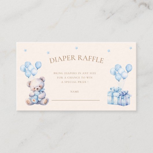 Teddy Bear Moon Luier Raffle Ticket Informatiekaartje (Voorkant)