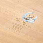 Teddy Bear Moon Over the Moon Baby shower Acryl Uitnodigingen (Laagn)