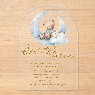 Teddy Bear Moon Over the Moon Baby shower Acryl Uitnodigingen