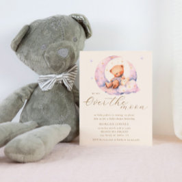Teddy Bear Moon Over the Moon Baby shower Kaart