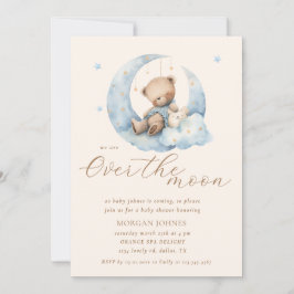 Teddy Bear Moon Over the Moon Baby shower Kaart