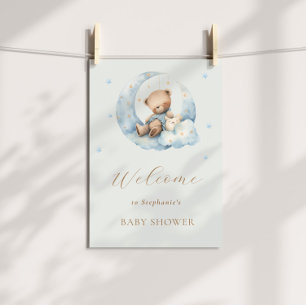 Teddy Bear Moon Over the Moon Baby shower Poster