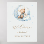 Teddy Bear Moon Over the Moon Baby shower Poster (Voorkant)