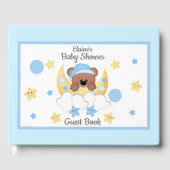 Teddy Bear Moon Stars Baby Jongen Douche Gastenboe Gastenboek (Voorkant)