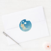 Teddy Bear Moon & Stars Baby shower aangepaste gun Ronde Sticker (Envelop)