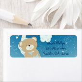 Teddy Bear Moon & Stars Baby shower Invitation Etiket (Insitu)