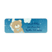 Teddy Bear Moon & Stars Baby shower Invitation Etiket (Voorkant)