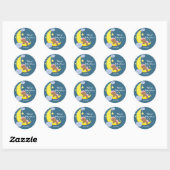 Teddy Bear Moon & Stars Baby shower Meisjes Sticke Ronde Sticker (Vel)