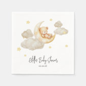 Teddy Bear Moon Stars Baby Shower Napkins Servet (Voorkant)