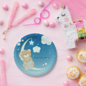 Teddy Bear Moon & Stars Baby shower Sprinkle Papieren Bordje (Feest)