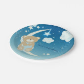 Teddy Bear Moon & Stars Baby shower Sprinkle Papieren Bordje (Gekanteld)