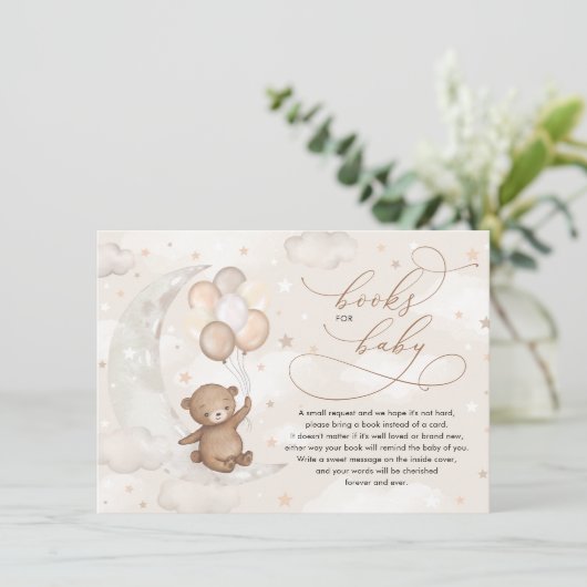 Teddy Bear Moon Stars Balloons Boeken voor Baby Informatiekaartje (Staand voorkant)