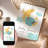 Teddy Bear Moon Stars Boy Baby shower Kaart