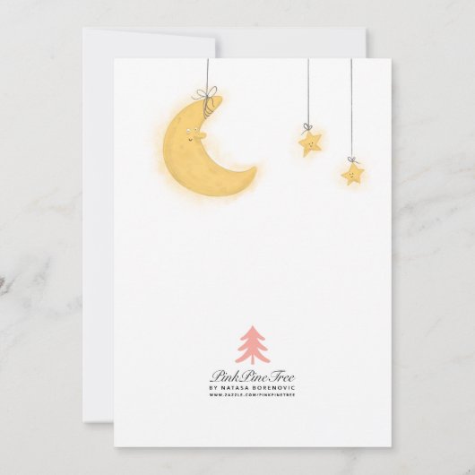 Teddy Bear Moon Stars Boy Baby shower Kaart (Achterkant)