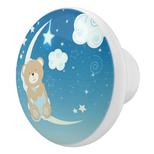 Teddy Bear Moon & Stars Schattigee hemelse kwekeri Keramische Knop (Rechts)