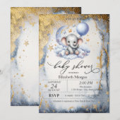 Teddy Bear Moon, Sterren Waterverf Baby shower Kaart (Voorkant / Achterkant)