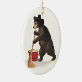 Teddy Bear Mopping Floor Keramisch Ornament (Rechts)