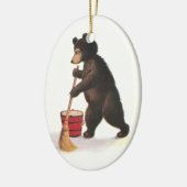Teddy Bear Mopping Floor Keramisch Ornament (Links)