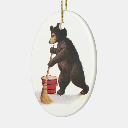 Teddy Bear Mopping Floor Keramisch Ornament (Links)