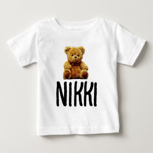 TEDDY BEAR & NAAM MEISJES PEUTER T-SHIRTS (Voorkant)