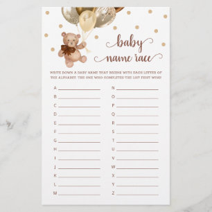 Teddy Bear Naam Race Baby shower Game