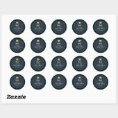 Teddy Bear Navy Blue Baby shower Ronde Sticker (Vel)