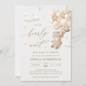 Teddy Bear Neutral Balloons Baby shower Uitnodigin Kaart (Voorkant)