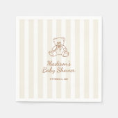 Teddy Bear Neutral Stripes Baby shower Servet (Voorkant)
