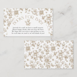 Teddy Bear Neutral Toile Boeken voor Baby shower Informatiekaartje