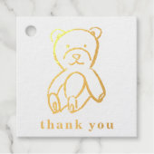 Teddy Bear Newborn Illustration Baby shower Gold Bedankjes Labels (Voorkant)