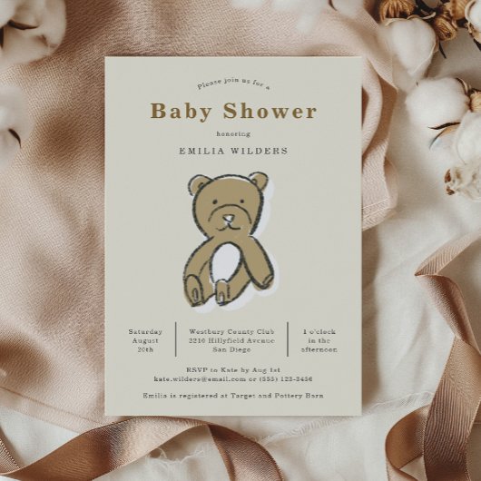 Teddy Bear Newborn Illustration Baby shower Kaart