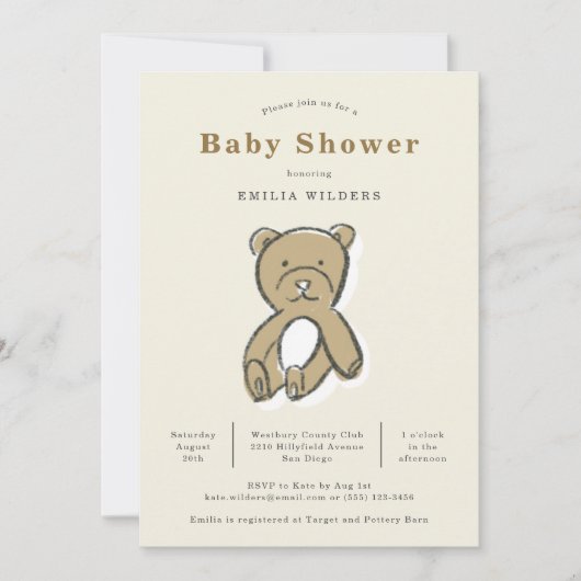 Teddy Bear Newborn Illustration Baby shower Kaart (Voorkant)