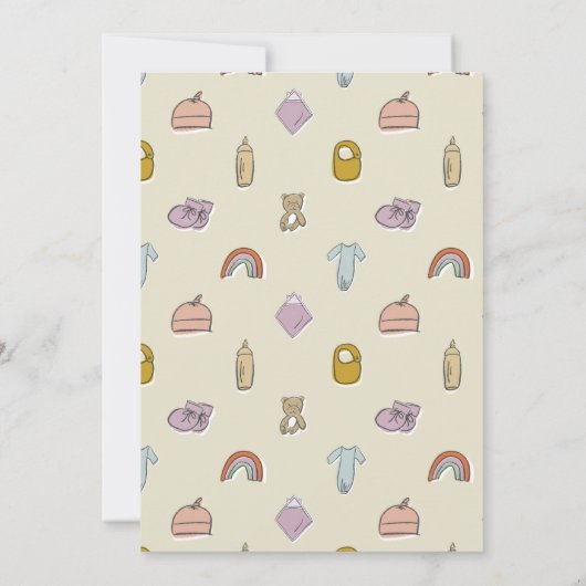 Teddy Bear Newborn Illustration Baby shower Kaart (Achterkant)