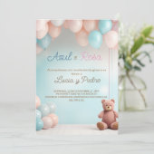 Teddy Bear Niño Niña - Spaans Geslacht onthullen Kaart (Staand voorkant)