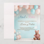 Teddy Bear Niño Niña - Spaans Geslacht onthullen Kaart (Voorkant / Achterkant)