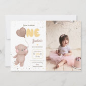 Teddy Bear nodigt eerste verjaardag uit met foto Kaart (Voorkant)