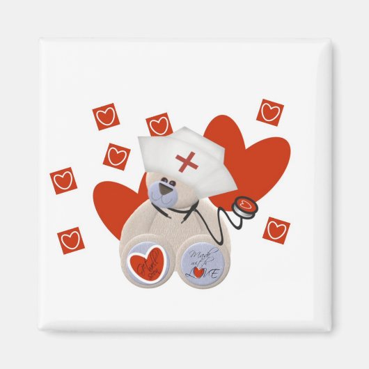 Teddy Bear Nurse Love Tshirts and Gifts Magneet (Voorkant)