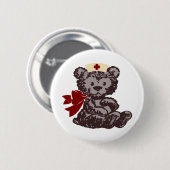 Teddy Bear Nurse (rood) Ronde Button 5,7 Cm (Voorkant /achterkant)