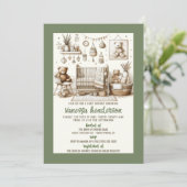 Teddy Bear Nursery Baby shower Uitnodiging (Staand voorkant)