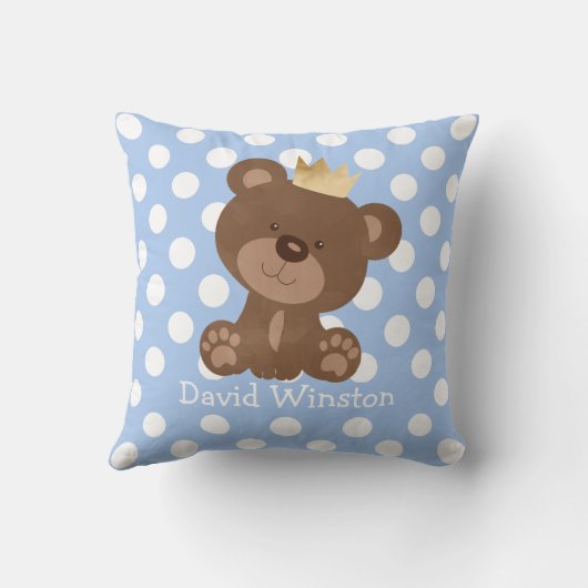 Teddy Bear Nursery Decor Baby Boy Gepersonaliseerd Kussen (Achterkant)