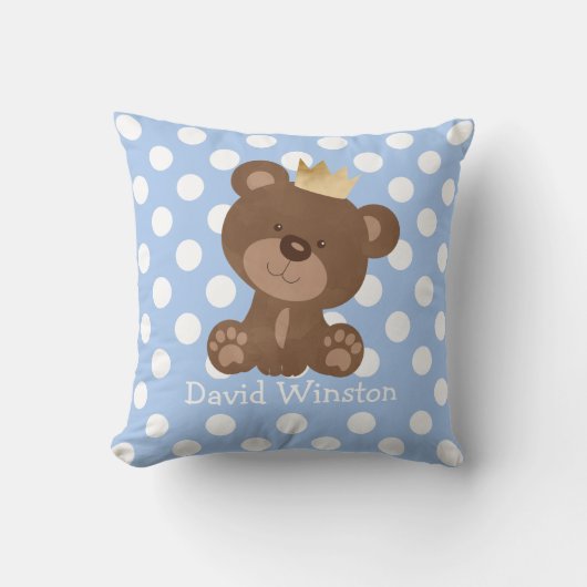 Teddy Bear Nursery Decor Baby Boy Gepersonaliseerd Kussen (Voorkant)