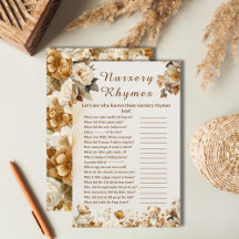  Teddy Bear Nursery Rhymes Baby shower Game