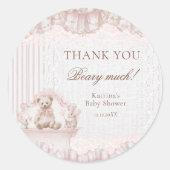 Teddy Bear Nursery Theme Baby Shower Thank you Ronde Sticker (Voorkant)
