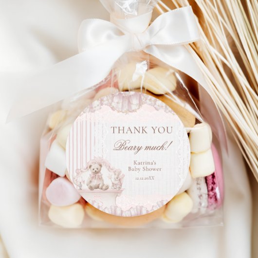 Teddy Bear Nursery Theme Baby Shower Thank you Ronde Sticker