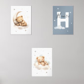 Teddy Bear Nursery Wall Art Set Moon & Cloud Baby (Voorkant)
