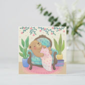 Teddy Bear on Vintage Armchair Illustration Kaart (Staand voorkant)