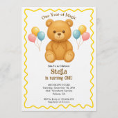 Teddy Bear One Year of Magic First Birthday Kaart (Voorkant)