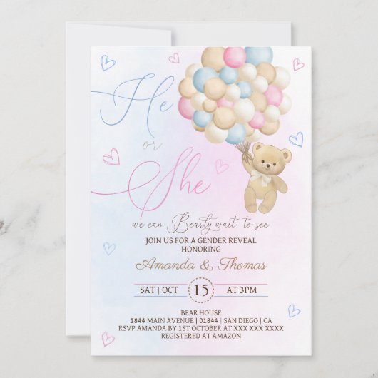 Teddy Bear onthult het geslacht Kaart (Voorkant)