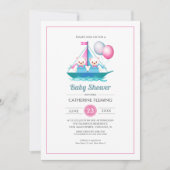 Teddy Bear ontwerp Twin Girls Baby shower Kaart (Voorkant)